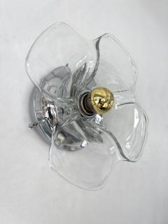 Pair of Glass and Metal Flower Sconces Italy 1970s - 2592956