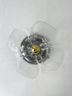 Pair of Glass and Metal Flower Sconces Italy 1970s - 2592962