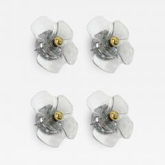 Pair of Glass and Metal Flower Sconces Italy 1970s - 2596651