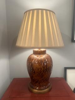 Pair of Glazed Ceramic Lamps and Shades - 3911724