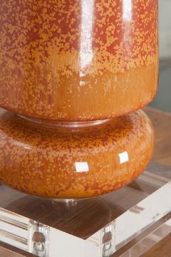 Pair of Glazed Ceramic Short Obelisk Table Lamps - 1667415