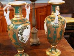 Pair of Glazed and Biscuit Porcelain Urns - 528824