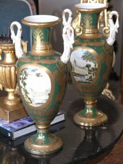 Pair of Glazed and Biscuit Porcelain Urns - 528826