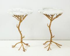 Pair of Gold Branch Side Tables with Marble Top - 855431