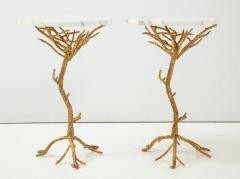 Pair of Gold Branch Side Tables with Marble Top - 855437