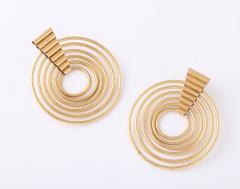 Pair of Gold Concentric Circle Earrings - 2508905