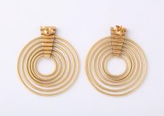 Pair of Gold Concentric Circle Earrings - 2508907