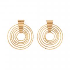 Pair of Gold Concentric Circle Earrings - 2510462