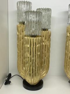 Pair of Gold Leaf Cactus Lamps - 2294524