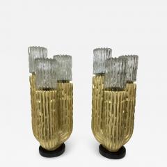 Pair of Gold Leaf Cactus Lamps - 2295134