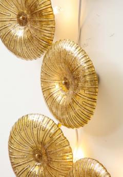 Pair of Gold Shimmering Flower Murano Glass and Brass Sconces Italy 2021 - 2299466