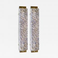 Pair of Gold Wall Sconces With Blue Graniglia Murano Glass - 4630836