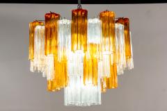 Pair of Gold and Ice Tronchi Murano Glass Chandelier by Venini 1970s - 1266890