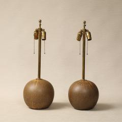 Pair of Golden Brown Sphere Table Lamps - 4471685