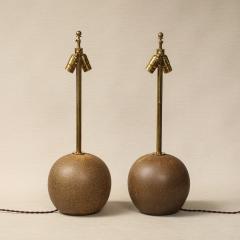 Pair of Golden Brown Sphere Table Lamps - 4471687