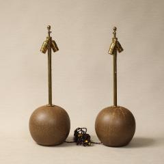Pair of Golden Brown Sphere Table Lamps - 4471692