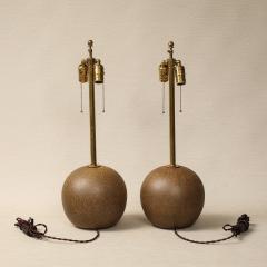 Pair of Golden Brown Sphere Table Lamps - 4471693