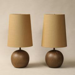 Pair of Golden Brown Sphere Table Lamps - 4471695