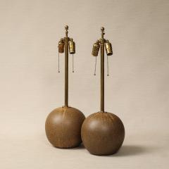 Pair of Golden Brown Sphere Table Lamps - 4471696