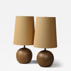 Pair of Golden Brown Sphere Table Lamps - 4558774