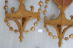 Pair of Golden Wood Wall Lamps Romantic Venice Console Garlands Mirrors - 2323133