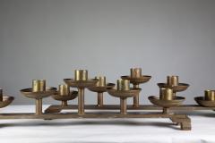 Pair of Gothic Revival heavy brass candelabras with 5 graduating candle holders  - 4189890