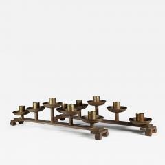 Pair of Gothic Revival heavy brass candelabras with 5 graduating candle holders  - 4232790