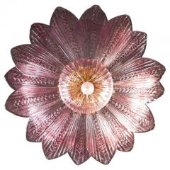 Pair of Graceful Pink Amethyst Murano Glass Leave Ceiling Light or Chandelier - 3495486