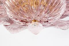 Pair of Graceful Pink Amethyst Murano Glass Leave Ceiling Light or Chandelier - 3495489
