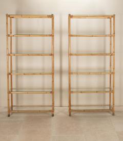Pair of Grand Scale Mid Century Italian Bamboo Shelves - 4238355