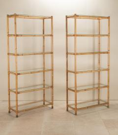 Pair of Grand Scale Mid Century Italian Bamboo Shelves - 4238356