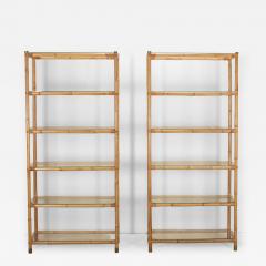 Pair of Grand Scale Mid Century Italian Bamboo Shelves - 4242045