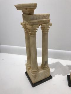 Pair of Grand Tour Models Carved Alabaster Roman Columns - 1127395