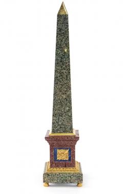 Pair of Grand Tour Style Bronze Mounted Hardstone Obelisks - 4200362