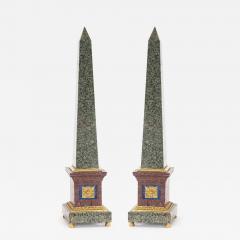Pair of Grand Tour Style Bronze Mounted Hardstone Obelisks - 4263192