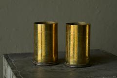 Pair of Grapevine Decorated Trench Art Vases in Patinated Brass 1920s - 4677375