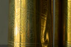 Pair of Grapevine Decorated Trench Art Vases in Patinated Brass 1920s - 4677376