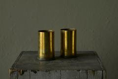 Pair of Grapevine Decorated Trench Art Vases in Patinated Brass 1920s - 4677378