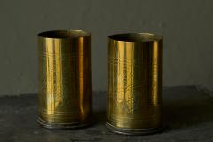 Pair of Grapevine Decorated Trench Art Vases in Patinated Brass 1920s - 4677405