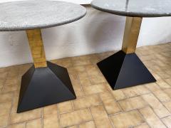 Pair of Gray Granite and Brass Side Tables Italy 1980s - 1860800