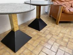 Pair of Gray Granite and Brass Side Tables Italy 1980s - 1860812