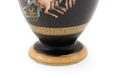 Pair of Grecian Orange and Black Porcelain Vases - 4201301