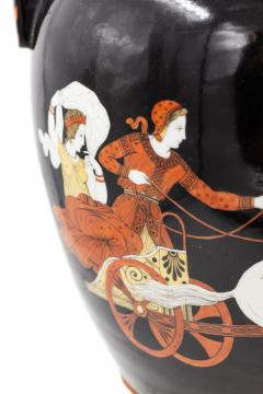 Pair of Grecian Style Black and Orange Porcelain Vases - 4200642