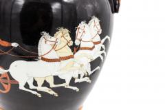 Pair of Grecian Style Black and Orange Porcelain Vases - 4200643