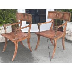 Pair of Greco Roman Egyptian Style Klismos Chairs Cleopatra Movie Set - 3396482