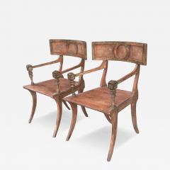 Pair of Greco Roman Egyptian Style Klismos Chairs Cleopatra Movie Set - 3402067