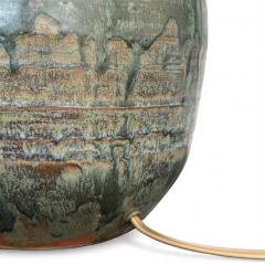 Pair of Green Drip Glazed Table Lamps - 4444303