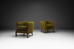 Pair of Green Funkis Easy Chairs with Oak Frame Scandinavia 1930s - 4138425