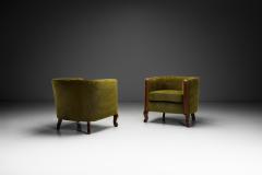 Pair of Green Funkis Easy Chairs with Oak Frame Scandinavia 1930s - 4138427