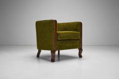 Pair of Green Funkis Easy Chairs with Oak Frame Scandinavia 1930s - 4138429
